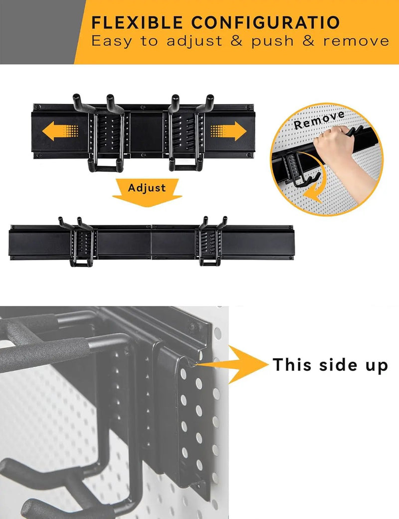 Garden Tool Organizer Wall Mount 48 Inches Max Load 660lbs Garage Storage and Organization, Adjustable with 6 Garage Hooks and 4 Cable Ties, Yard Shed and Power Tool Organizer Rack by GreenHaven Gardens