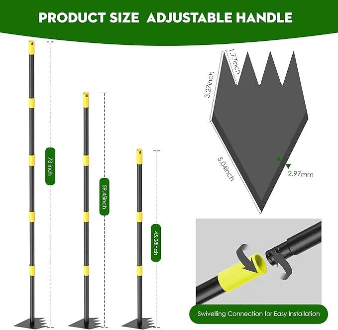 Dual Headed Hoe Garden Tool, Hoe Cultivator Gardening Tool, 17-59" Adjustable Long Handle Heavy Duty Scuffle Hoe with Rake Tiller Cultivator for Weeding, Digging, Loosening Soil, Sowing by GreenHaven Gardens