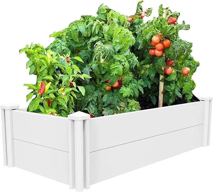 45''x22.5'' Raised Garden Bed Kit | Planter Box Outdoor for Gardening, Whelping Pen | Easy Vinyl Plastic Garden Planter Box with Grow Grid-White by GreenHaven Gardens