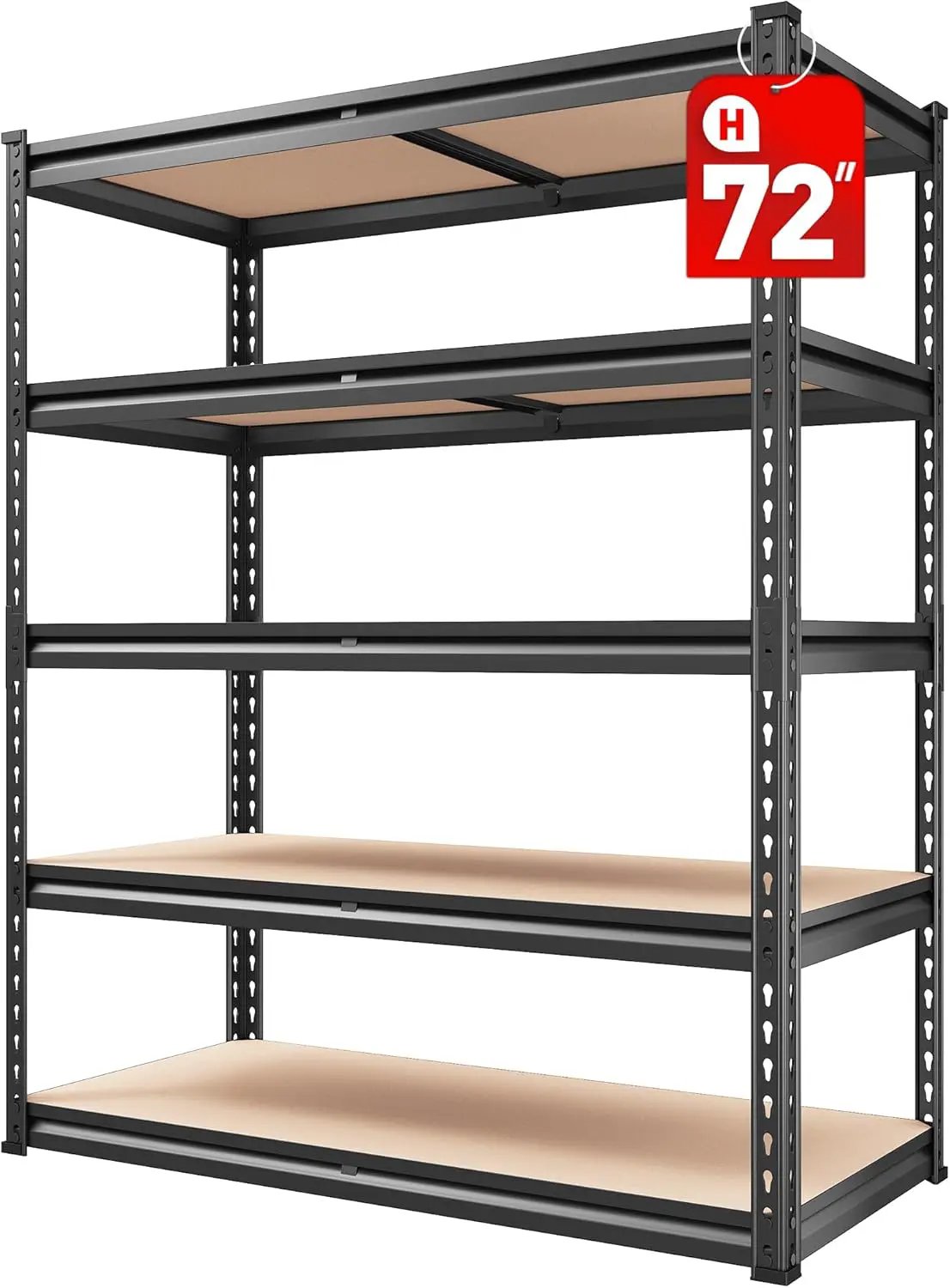 REIBII 2000LBS Garage Shelving Heavy Duty Storage Shelves 72" H Metal Shelving for Garage Shelves Adjustable 5 Tier Metal Shelf for Pantry Closet Kitchen Basement 35.5" W x 72" H x 15.8" D by GreenHaven Gardens