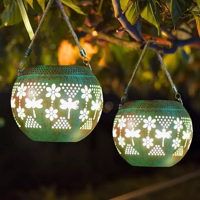 Starsoul 2 Pack Solar Lanterns Waterproof Outdoor, Dragonfly Hollow Out Metal Decoractive Hanging Solar Lantern Lights for Outside Garden Yard Porch Tabletop Patio Decor, Gardening Gifts for Women Mom by GreenHaven Gardens