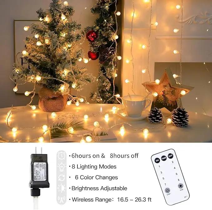 Globe String Lights 65.6 Feet 150 LED, Plug in Crystal Fairy String Lights with Remote Timer, 8 Modes Indoor Outdoor Hanging Globe Lights for Wedding Bedroom Classroom Patio Garden by GreenHaven Gardens