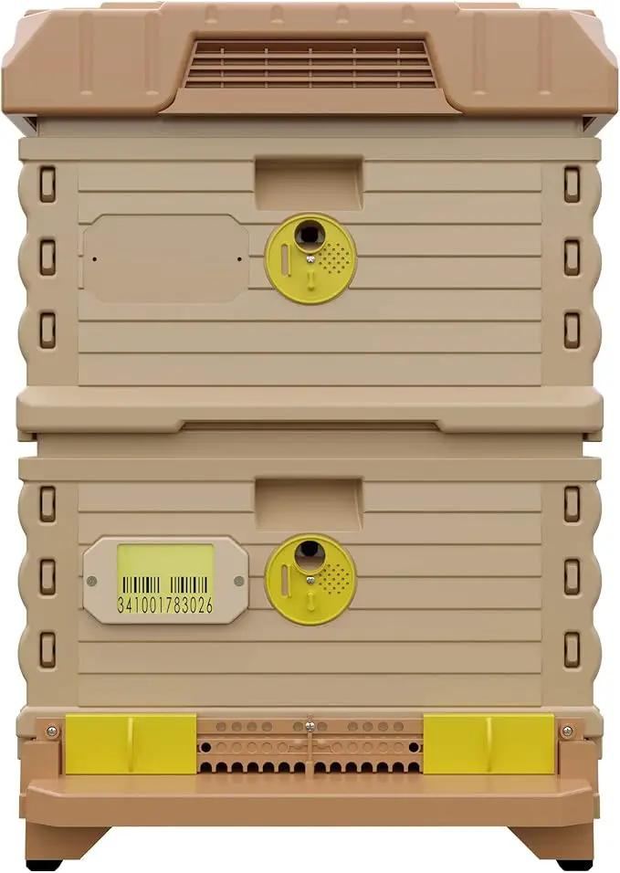 Ergo Insulated 10 Frame Bee Hive Set [NO Frames Included] (Double Deep, Tan Body Yellow Entrance) by GreenHaven Gardens