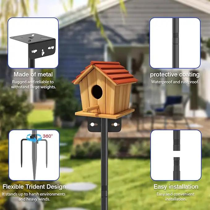 72 Inch Adjustable Bird Feeder Pole,Bird House Pole Suitable for Feeders & Birdhouse,Weather Station,Heavy-Duty Rustproof Design,Enhance Outdoor Decor & Birdwatching Experience (1 Pack 72 inch) by GreenHaven Gardens