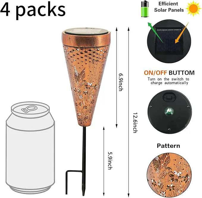 DIBIEECN 6 Pack Hummingbird Solar Pathway Lights Outdoor,Metal Garden Decorations Outdoor Lights with Patterns and Warm Light,Waterproof Landscape Lighting for Path Patio Backyard Walkway Yard by GreenHaven Gardens