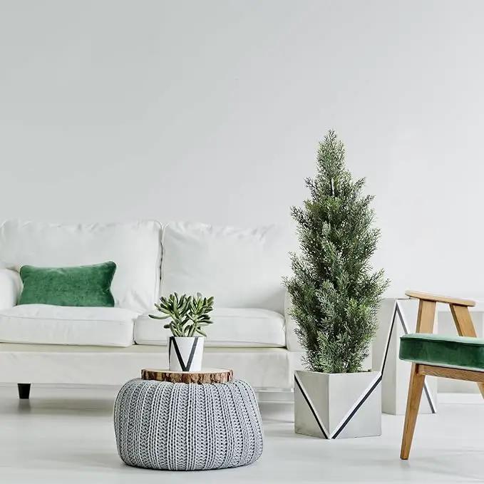 momoplant Artificial Cedar Topiary Trees 3 Ft Fake Cedar Shrubs Set of 2 Faux Cypress Potted Plants for Outdoor Indoor Decor by GreenHaven Gardens