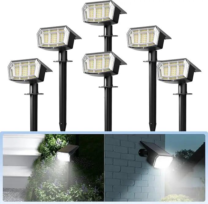 Solar Spot Lights Outdoor Waterproof 6 Pack IP65, 63 LED 3 Lighting Modes Spotlights for Yard Garden House Garage Pathway by GreenHaven Gardens