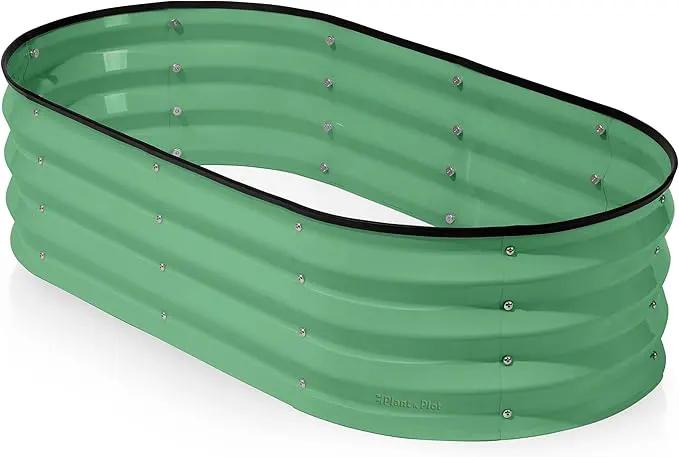 Galvanized Raised Garden Beds Outdoor // 4×2×1 ft Planter Raised Beds for Gardening, Vegetables, Flowers (Light Green) // Large Metal Garden Box by GreenHaven Gardens