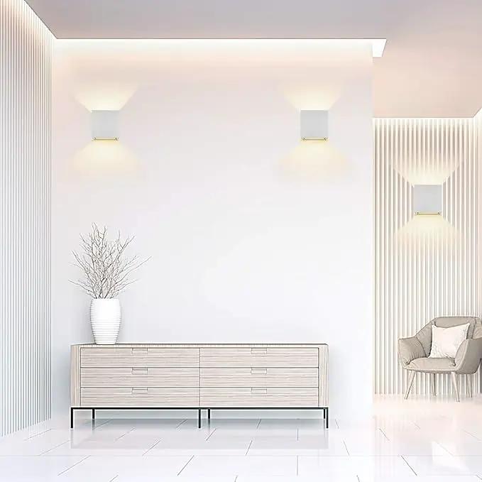 LANFU LED Aluminum Square Cube Waterproof White Wall Sconce Outdoor Light Exterior Wall Lighs fixtures Outside for House Patio 6W 100-277V 3000K Angle-Adjustment Warm Light 2LEDS White 6W by GreenHaven Gardens