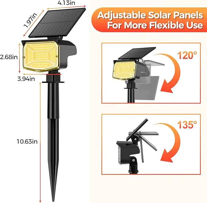 Solar Spot Lights Outdoor, 92 LEDs Landscape Lighting with 3 Lighting Modes and Auto On/Off, IP67 Waterproof Spotlights, Outdoor Solar Lights for Yard Garden, 2 Pack (Warm White) by GreenHaven Gardens