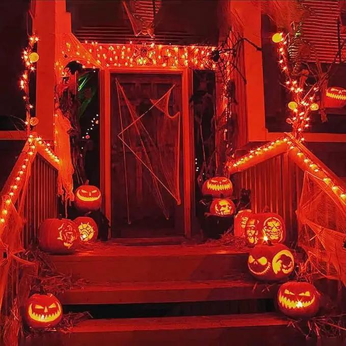 JMEXSUSS 4 Pack Orange Solar Fairy Lights, Total 400 LED 132 FT Orange Halloween Light, 8 Modes Copper Wire Solar String Lights Outdoor Waterproof for Halloween Garden Yard Tree Christmas Decor by GreenHaven Gardens