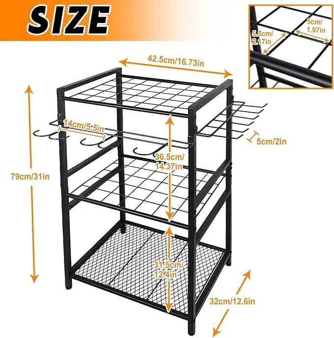 3 Tier Garden Tool Organizer, Yard Tool Tower Rack, Tool organizer up to 78 Tools, Heavy Duty Garden Tool Organizer for Garage, Yard, Patio, Shed, Indoors and Outdoors, Black by GreenHaven Gardens