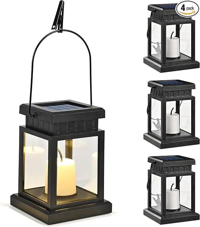 GIGALUMI Solar Lanterns Outdoor Waterproof, 4 Pack Hanging Solar Lanterns for Outside, Candle Effect Outdoor Lights for Pathway, Garden, Patio, Lawn, Porch, Gazebo, Tent, Tree, Yard(Constant Lights) by GreenHaven Gardens
