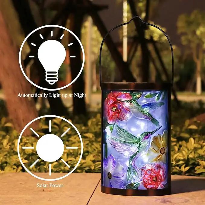 Hanging Solar Lantern Outdoor Waterproof LED Hummingbird Solar Lights Outdoor Decorative Solar Lanterns Tabletop Lamp for Patio Garden Yard Decor by GreenHaven Gardens