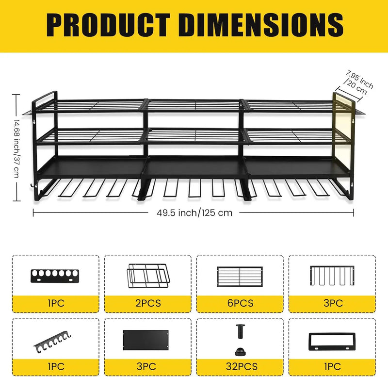 Wall Mount Power Tool Organizer, 4 Layer 12 Drill Hangers Storage Rack, Tool Organizers and Storage for Garage, Workshop, Pegboard, Shed - 50 inch by GreenHaven Gardens