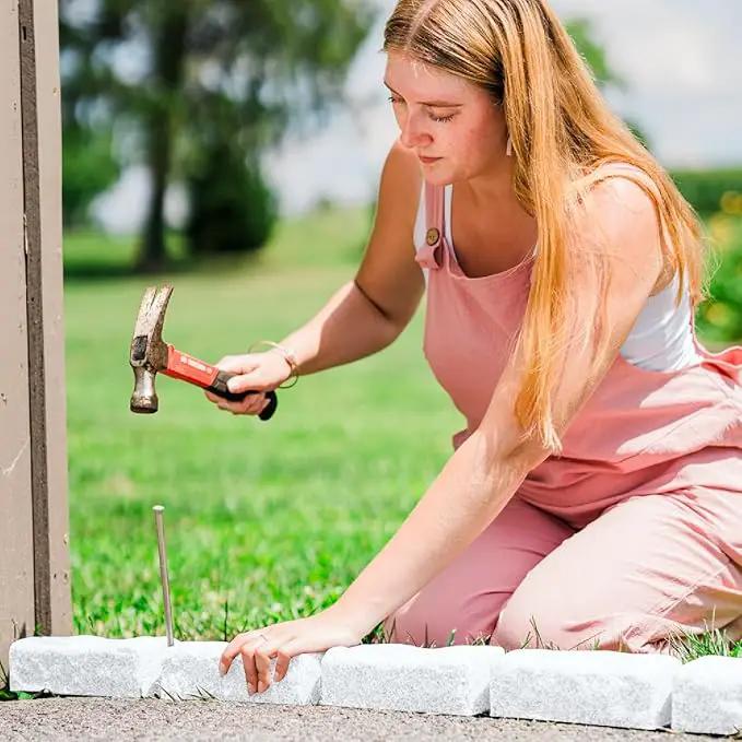 Beuta Landscape Edging | Garden Edging Border | Faux Stone Bricks for Lawn edging, Flower beds, Pathways & Yard Edging– 40 Packs | Each Section Has 6 Bricks 48"L x 4"W x 2.25"H | 120 Spikes |Limewash by GreenHaven Gardens