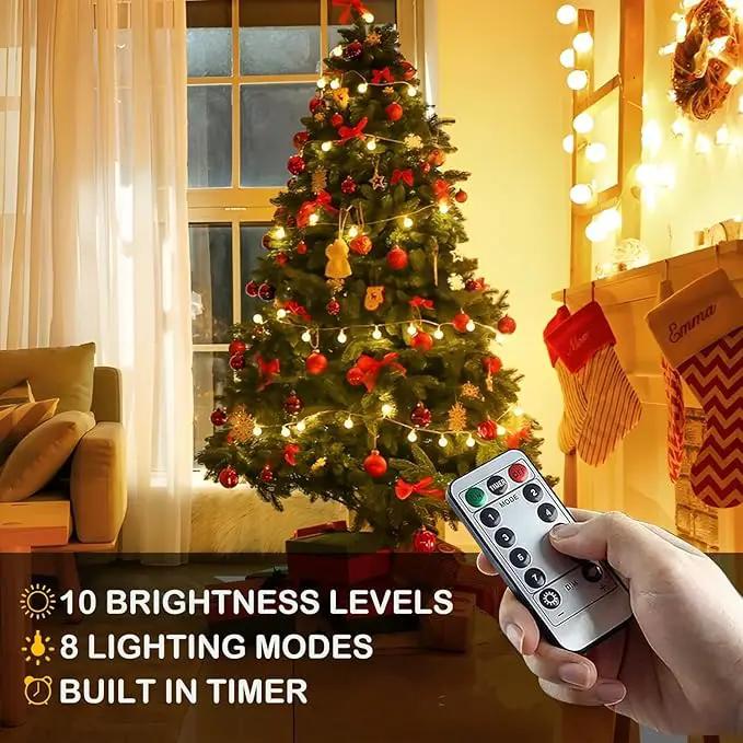 Globe String Lights 65.6 Ft. 120LEDs 8 Modes with Remote,USB Fairy Lights Plug in,Waterproof LED String Lights for Indoor Outdoor Bedroom Party Wedding Garden Christmas Tree Decor,Warm White by GreenHaven Gardens