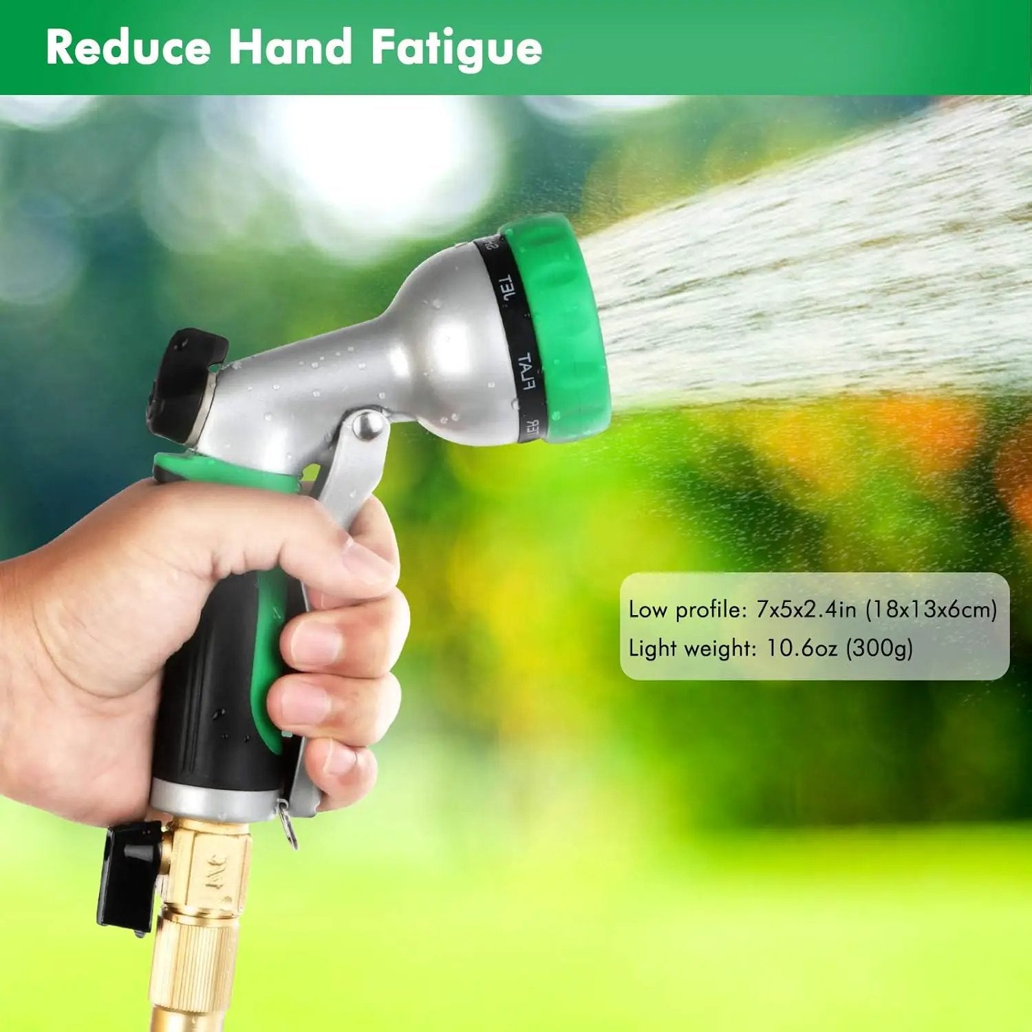 RESTMO Garden Hose Nozzle, Heavy Duty Metal Water Hose Nozzle with 7 Adjustable Spray Patterns, High Pressure Hand Sprayer with Flow Control for Watering Plants & Lawns, Washing Cars & Pets by GreenHaven Gardens