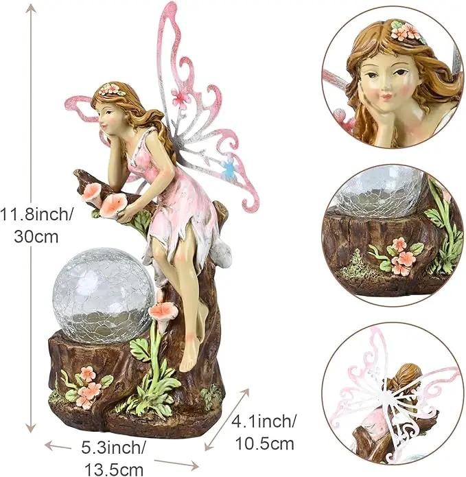 Garden Fairy Statue Outdoor Decor-Solar Flower Fairy Figurines-Garden Fairies Statues Decoration for Outside Lawn Yard Patio,Garden Ornament Gift,Tall 11.8 Inches by GreenHaven Gardens