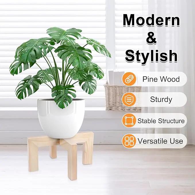 Plant Stand, Indoor/Outdoor Wood Plant Holder, Single Flower Pot Stand, Sturdy Planter Stand, Fit 5-9 Inch Pots by GreenHaven Gardens