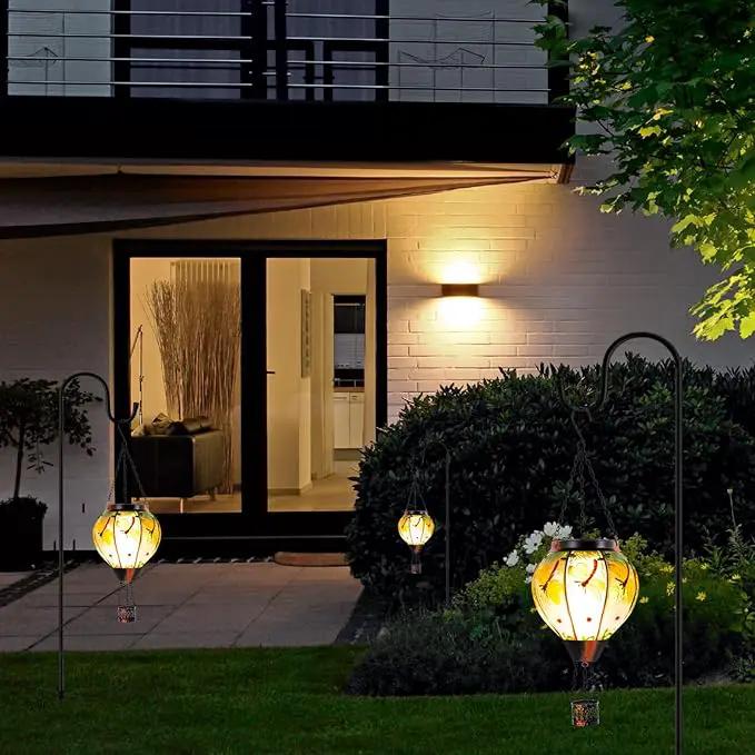 2 Pack Dragonfly Hot Air Balloon Solar Lantern Outdoor Waterproof, Glass Balloon Lanterns for Outside, Decorative Hanging Solar Lights Patio Garden Yard Gift for Women Moms by GreenHaven Gardens