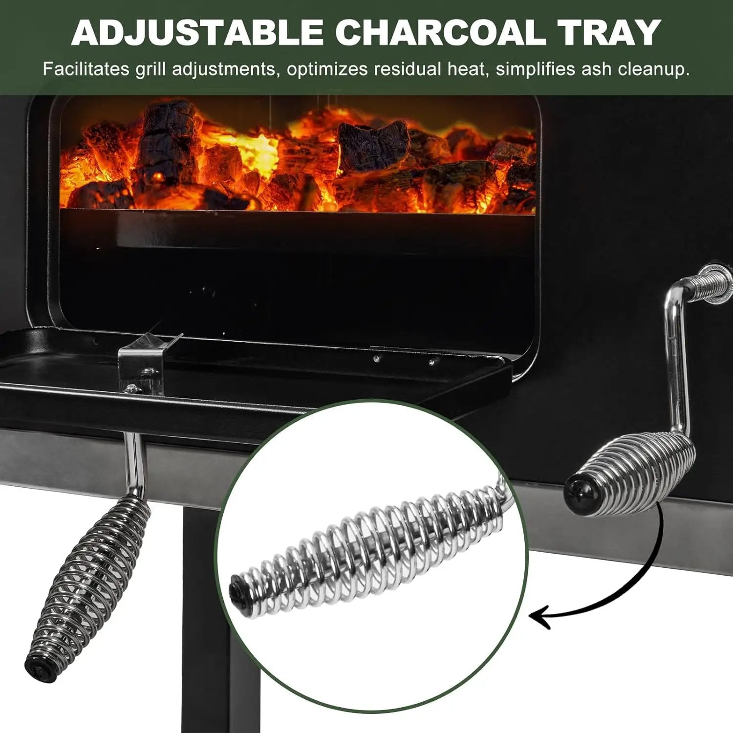 Charcoal Grill, BBQ Grill Charcoal Grill with Pull-Out Grease Tray for Outdoor Patio Backyard (Cast Iron Grate) by GreenHaven Gardens