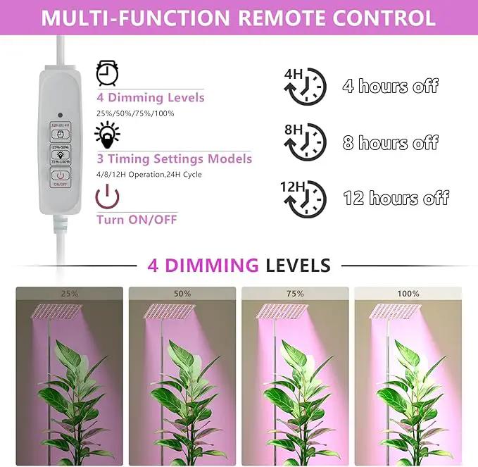 BESTVA 36W Grow Lights with Stand, Full Spectrum LED Plant Light, 12-59 Inch Height Adjustable Growing Lamp with Auto On/Off Timer 4H/8H/12H, 4 Dimmable Brightness by GreenHaven Gardens