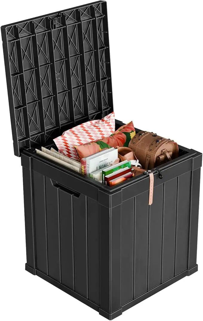 50 Gallon Resin Deck Box, Lockable Outdoor Storage Box for Patio Cushions Storage Furniture,Garden Tools, Pool Supplies, Weatherproof and UV Resistant（Black） by GreenHaven Gardens