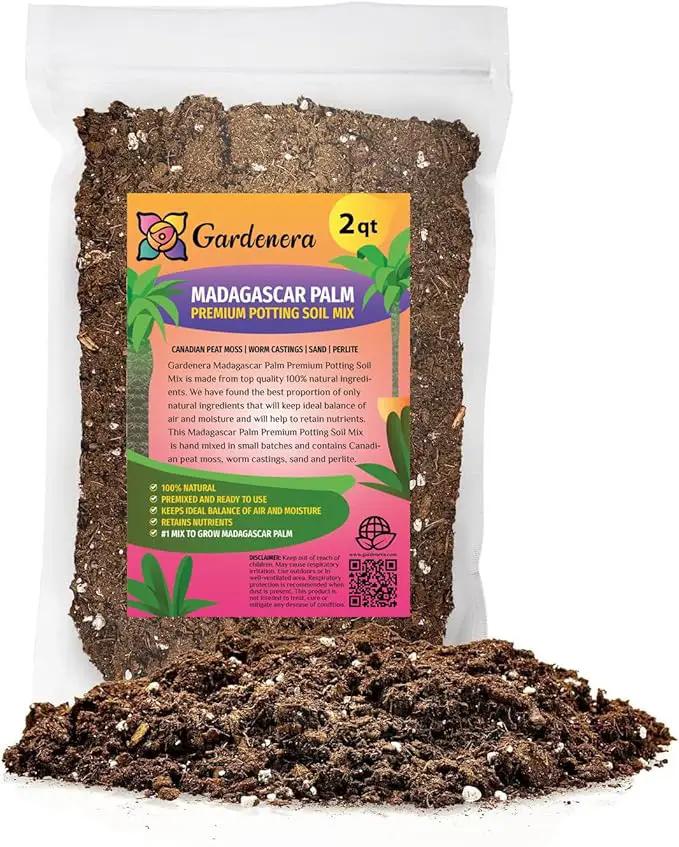 Elevate Your Madagascar Palm Oasis with Gardenera's Organic Potting Mix - Tailored for Robust Palms and Striking Form - 2 Quart by GreenHaven Gardens