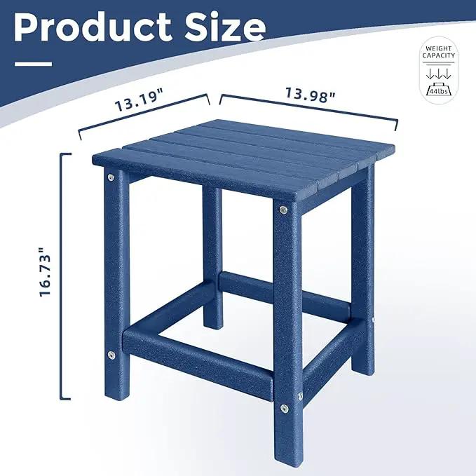 Adirondack Side Table Outdoor, HDPE Small Outdoor Table for Patio, Outside End Table, Blue, 13.98" x 13.19" x 16.73" by GreenHaven Gardens