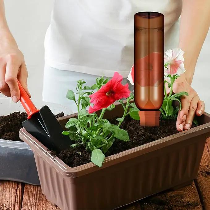6 Sets Plant Watering Devices Include Terracotta Self Watering Spikes and 26 oz Plastic Bottles, Slow Release Vacation Insert Automatic Plant Waterer Device (Green Clear Brown and Terracotta) by GreenHaven Gardens