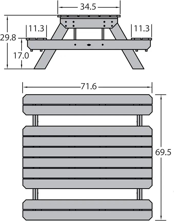 Highwood Hometown Picnic Table, 6 Foot, Weathered Acorn by GreenHaven Gardens