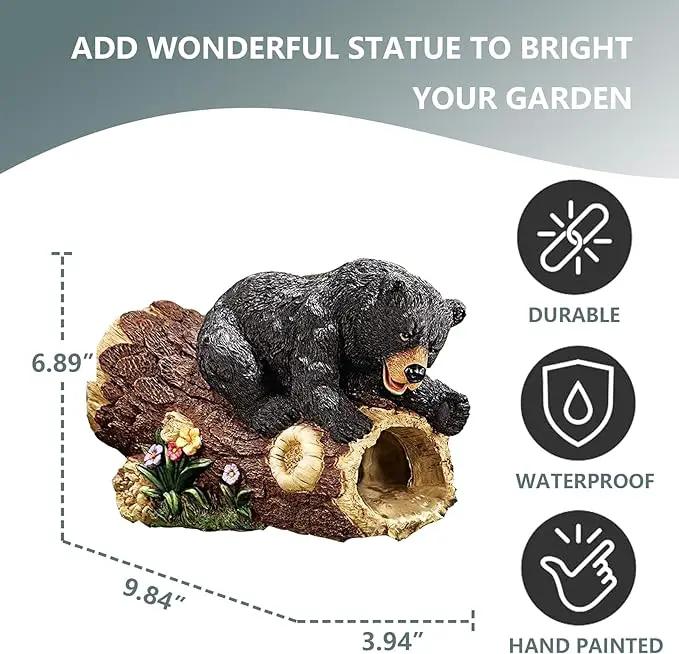 Elenon Bear Decorative Gutter Downspout Extension Statue, Animal Gutter Guardian Rain Downspout Extender, Garden Splash Block Outdoor Sculpture for 3" × 4" Down Spouts Decor by GreenHaven Gardens