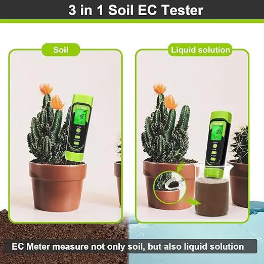 Digital Soil pH Moisture Tester,Plant Moisture pH Meter for Soil and Water,Great Soil Test Kit for Gardener,Digital 4 in 1 Soil Temp Moisture pH EC Tester for Lawn,Indoor&Outdoor Plant,Potting,Farm by GreenHaven Gardens