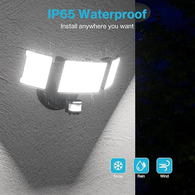 Olafus 65W Motion Sensor Outdoor Light, 2 Pack LED Security Light 6000LM, 6500K Exterior Motion Flood Light with 3 Adjustable Heads, for Outside Garage, Yard, Patio, IP65 Waterproof, Black by GreenHaven Gardens