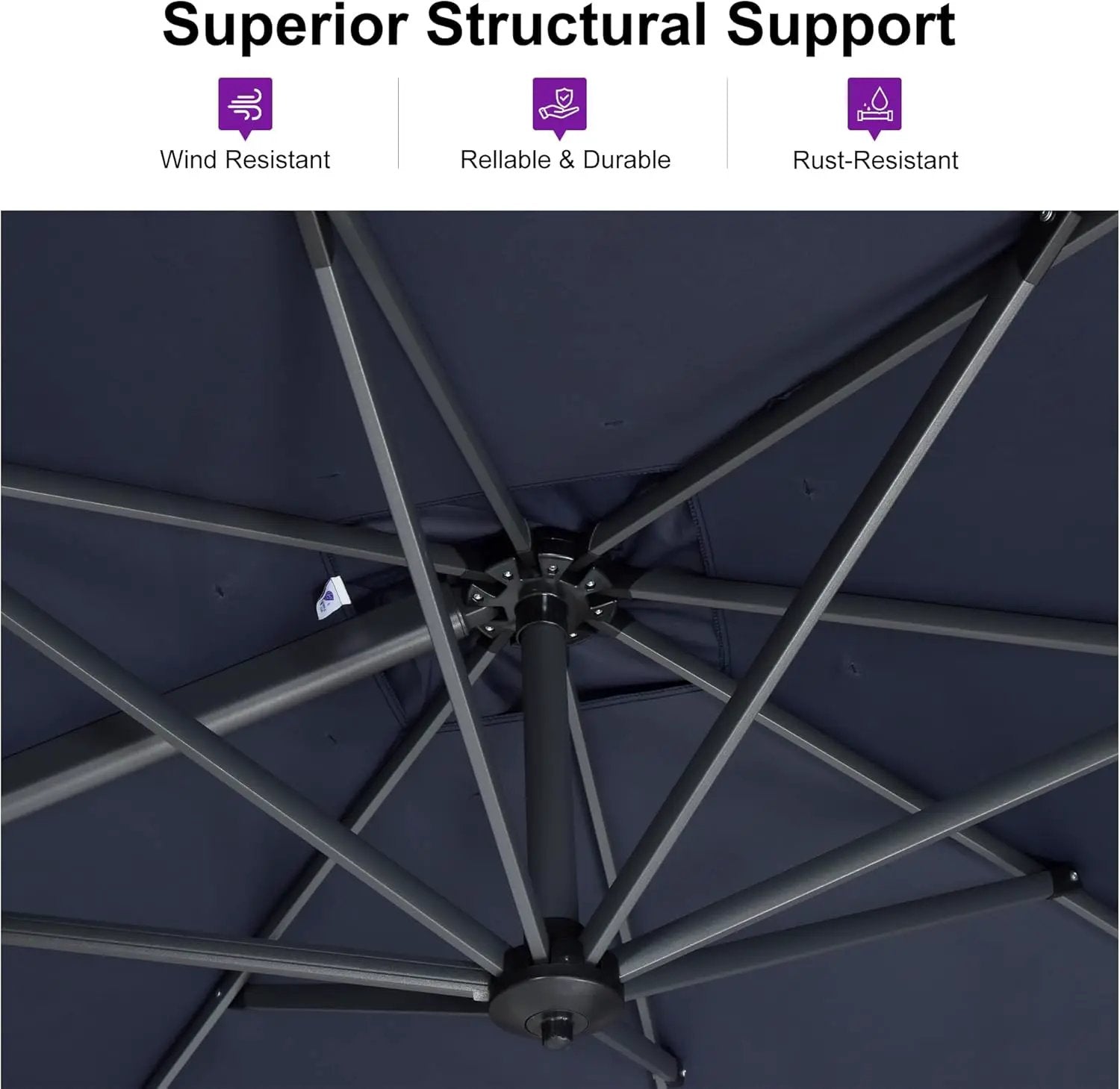 PURPLE LEAF 8 Feet Patio Umbrella Outdoor Cantilever Square Umbrella Aluminum Offset Umbrella with 360-degree Rotation for Garden Deck Pool Patio, Navy Blue by GreenHaven Gardens