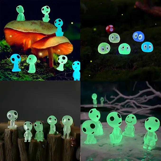 BEZALEL Glow in Dark Tree Elves, 28 Pcs Mini Fairy Garden Accessories, Luminous Ghost Micro Landscape Decorations, Miniature Glow Tree Spirits Outdoor for Bonsai Succulent Terrarium Decor by GreenHaven Gardens