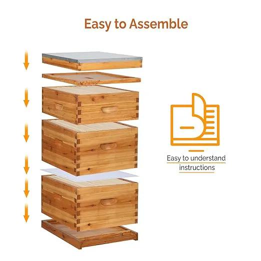 VINGLI 10-Frame Bee Hive, Wax Coated Beehive Starter Kit with Frames & Beeswax Coated Foundation Sheets (3 Layer) by GreenHaven Gardens