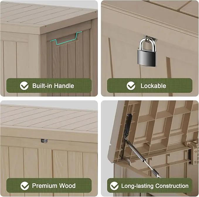 DRATO 120 Gallon Large Deck Box, Outdoor Storage Box for Patio Furniture, Patio Cushions, Gardening Tools, Pool Supplies,660lbs Weight Capacity,Waterproof Resin Storage Boxes by GreenHaven Gardens