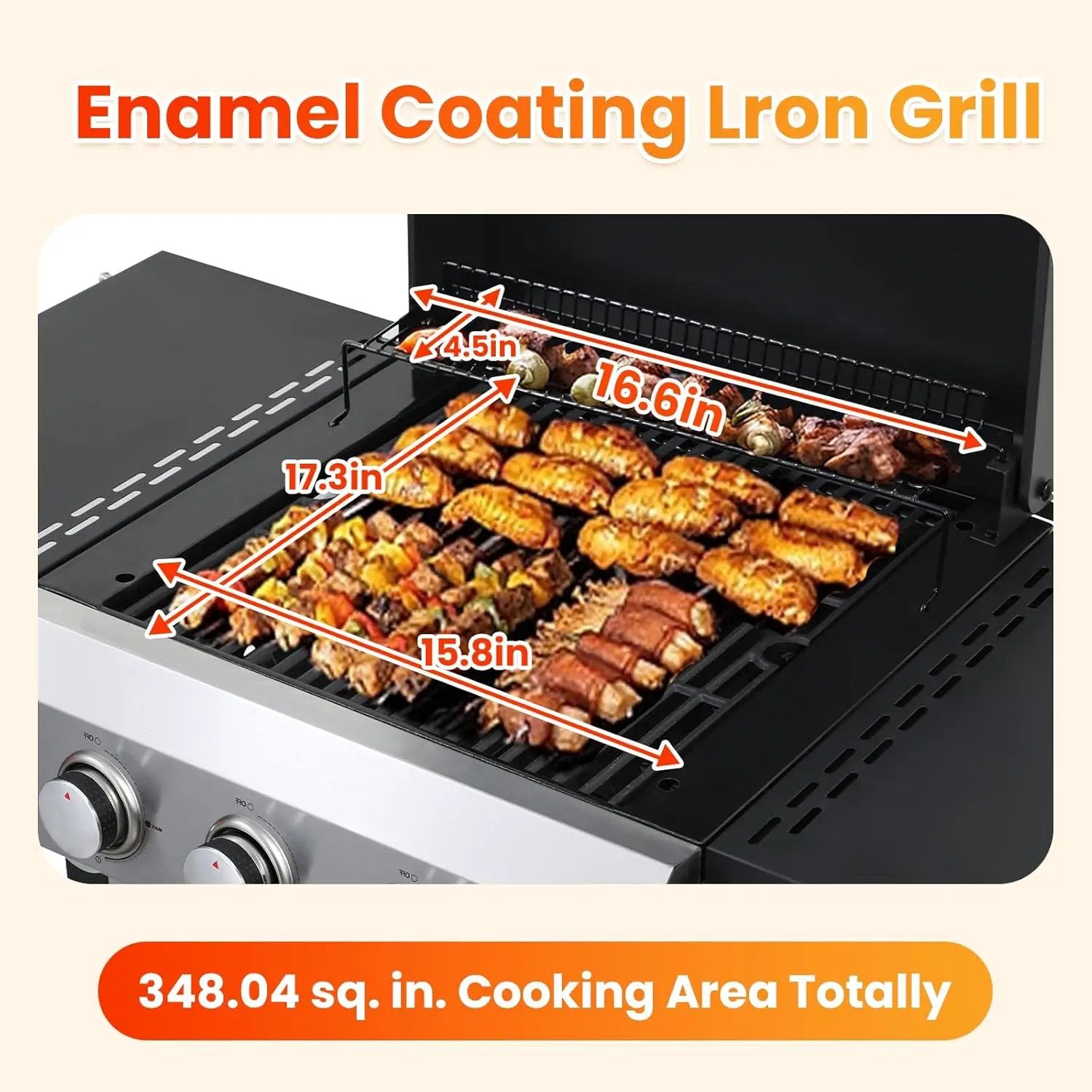 3-Burner Propane Gas BBQ Grill with Porcelain-Enameled Cast Iron Grates, Baking Sheet, 2 Foldable Side Table, 36,900 BTU Stainless Steel Grill for Outdoor Camping Barbecue Grilling Backyard Cooking by GreenHaven Gardens