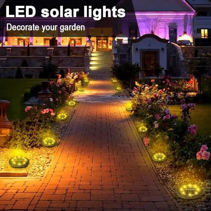 Solar Powered Ground lights 12 Pack,Waterproof LED Solar Lights Outdoor Solar Disk Lights Decorative,Solar Garden Lights for Landscape Pathway Patio Yard Walkway Path Lawn Driveway Lighting Warm White by GreenHaven Gardens