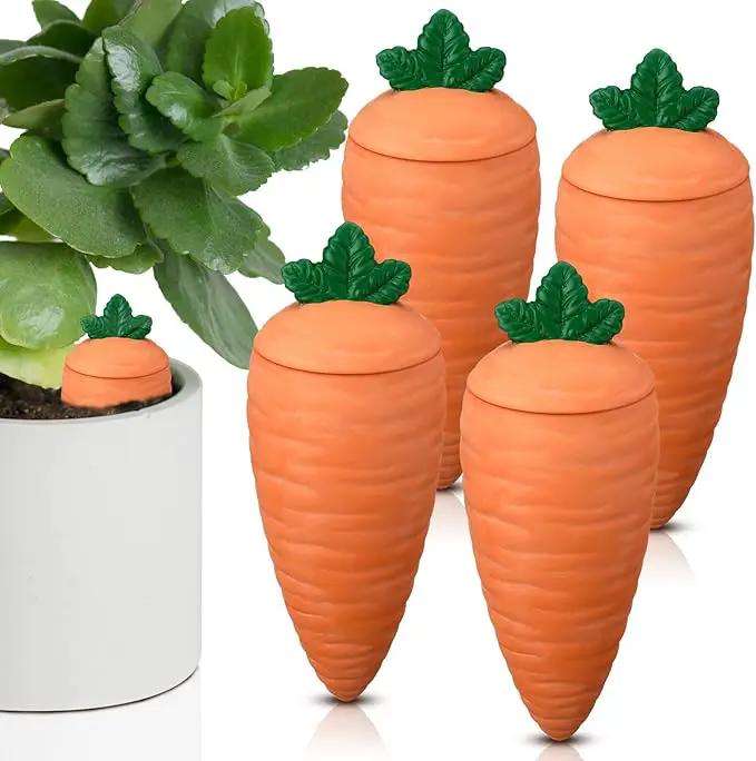 4 Pcs 24oz Terracotta Watering Spikes Self Watering Planter Insert Terracotta Stakes Olla Pot for Outdoor Indoor Garden Plants, Easy to Refill(Carrot) by GreenHaven Gardens