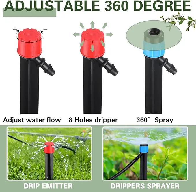 120 Pcs Drip Irrigation Emitters for 1/4'' Drip Irrigation Tubing 60 Irrigation Emitters Sprayer 60 Adjustable 360 Degree Water Flow Drippers for Patio Lawn Garden Watering by GreenHaven Gardens