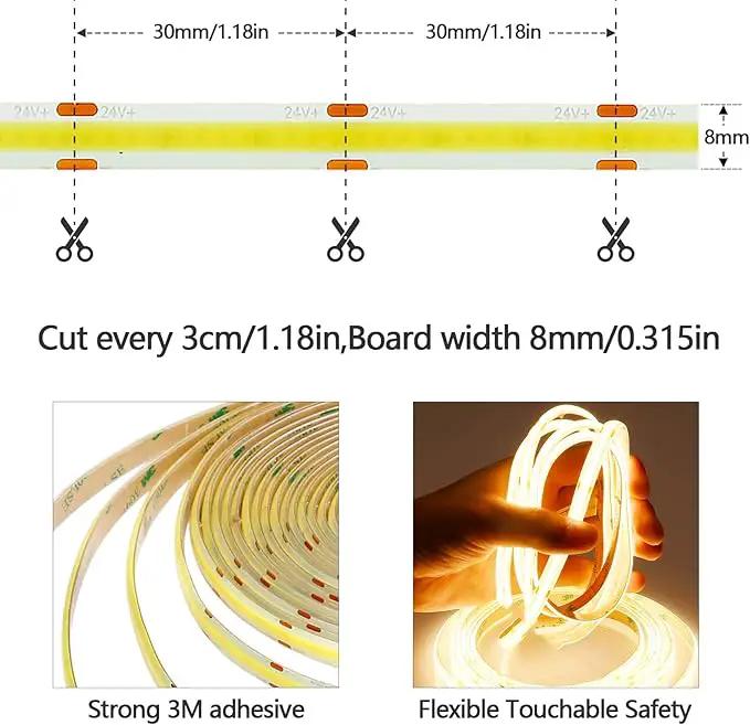 10M/32.8ft 24V COB LED Strip Light Waterproof IP65 Warm White 3000K Uniform Glow 3840LEDs CRI 93+ Flexible LED Tape Lights for DIY Cabinet Bedroom Kitchen Home Decor(No Power Supply) by GreenHaven Gardens