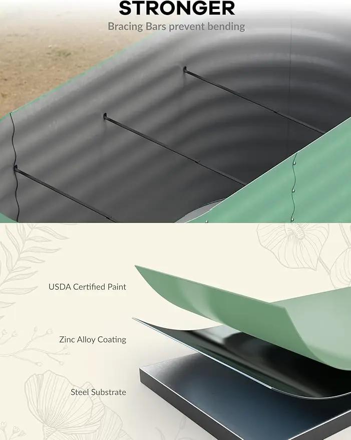 2 Pcs Raised Garden Beds Outdoor 8x4x2ft - Galvanized Steel Planter Box for Vegetables, Flowers, Rust-Resistant Garden Box, Easy Assembly Raised Beds, Durable Planters for Outdoor Plants, Green by GreenHaven Gardens