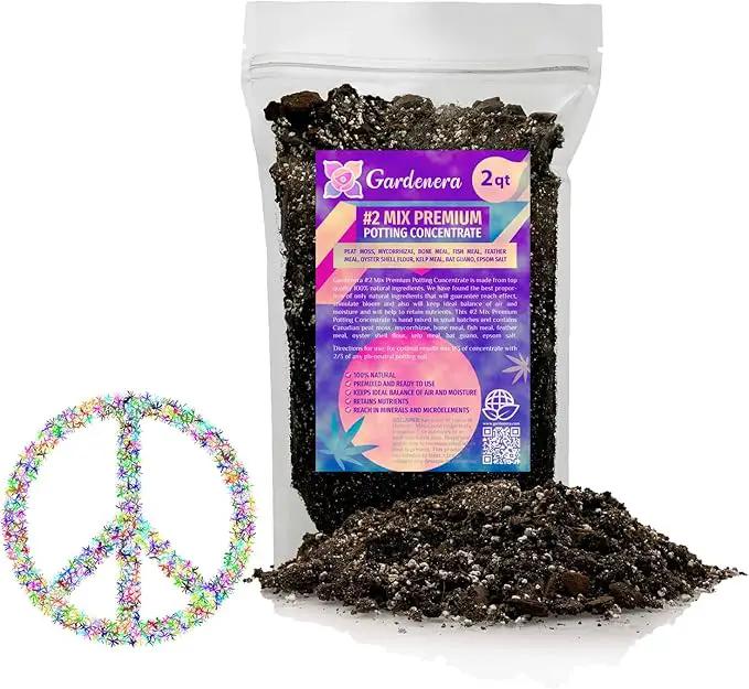 Premium Organic #1 Potting Soil Mix - Ideal Nutrient Blend for Robust, High-Yield, and Beautifully Blooming Outdoor Guerrilla Growing Plants - 2 Quart