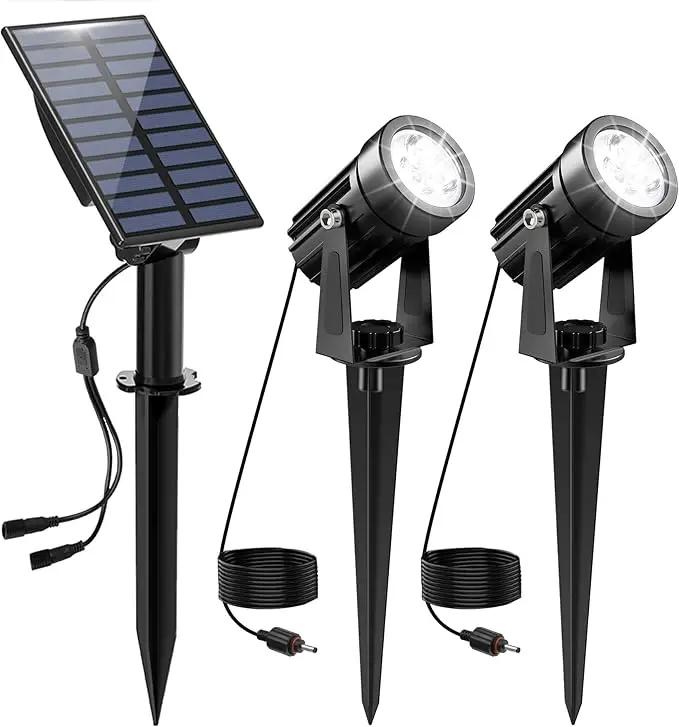 Solar Spot Lights Outdoor, 2-in-1 Solar Landscape Spotlights IP65 Waterproof 9.8ft Cable,Auto On/Off Outdoor Wall Lights for Garden Yard Driveway Porch Walkway Pool(6000K White) by GreenHaven Gardens