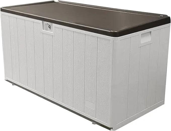 Premium Pro Edition 110 Gallon Lockable Resin Deck Box, Waterproof & UV-Resistant Outdoor Storage Box for Outdoor Cushion Storage, Garden Tools & Pool Accessories Storage, White by GreenHaven Gardens
