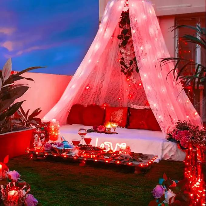 JMEXSUSS 4 Pack Red Solar Fairy Lights, Total 400 LED 132FT Red Solar Lights Outdoor Waterproof, 8 Modes Copper Wire Solar String Lights for Outside Patio Christmas Valentine Day Decorations by GreenHaven Gardens