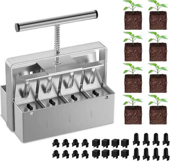 Soil Blocker, Soil Block Maker for Seed Starting with Strong Hand Held, 8 Pcs 2-Inch Soil Blocking Tool for Grow Seedling, Seed Starter Soil Tray Garden Potting Soil, Indoor Outdoor Plants by GreenHaven Gardens